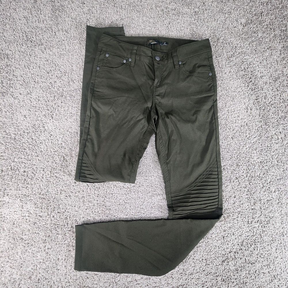 Prana Olive Green Ankle & Cropped Moto-Detail Pants